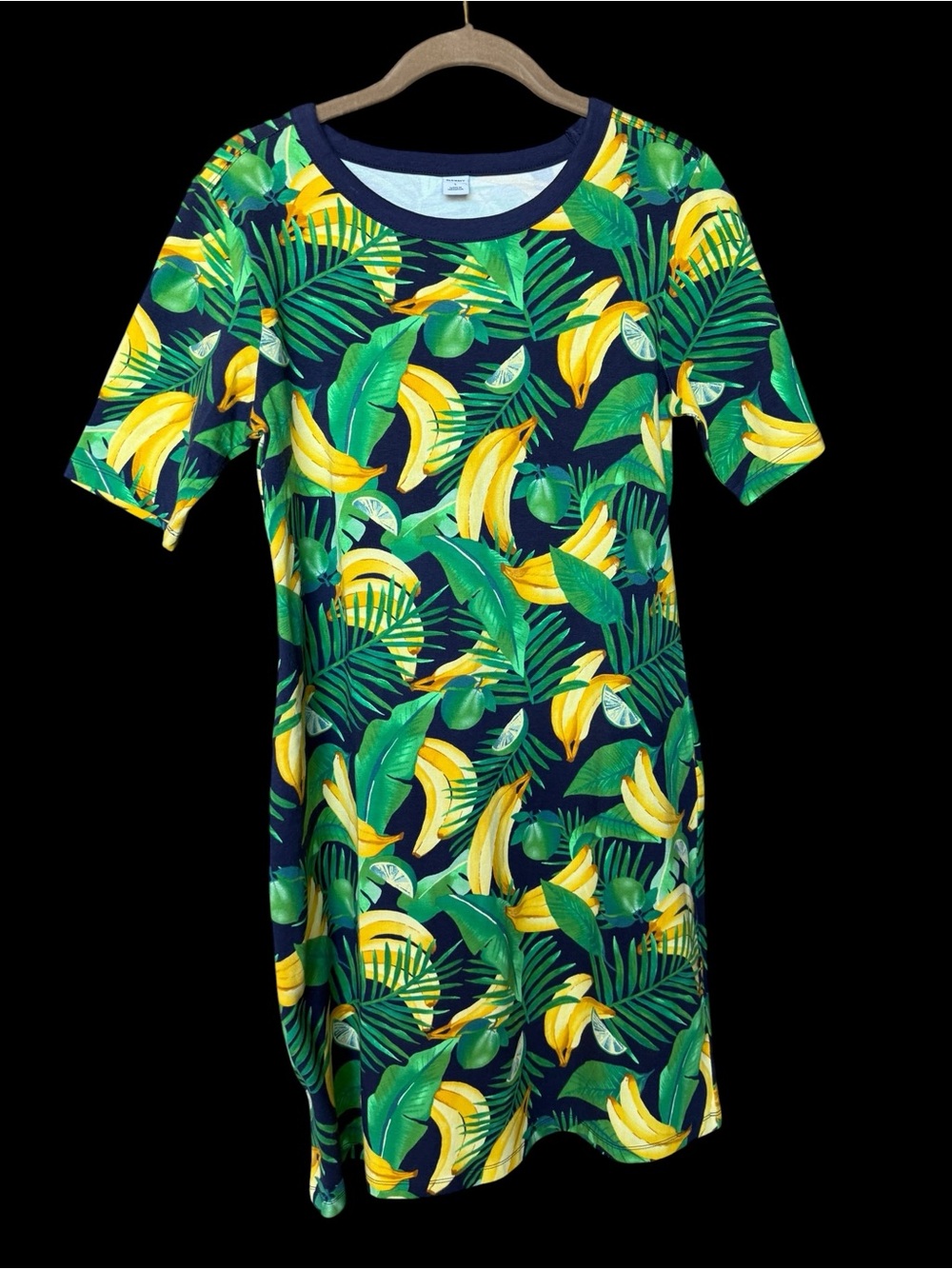 Tropical Banana Print Tee Dress Size Large - Picture 2 of 5